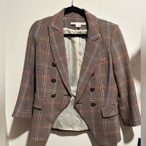 Veronica Beard Plaid Blazer with Red and Blue Accents